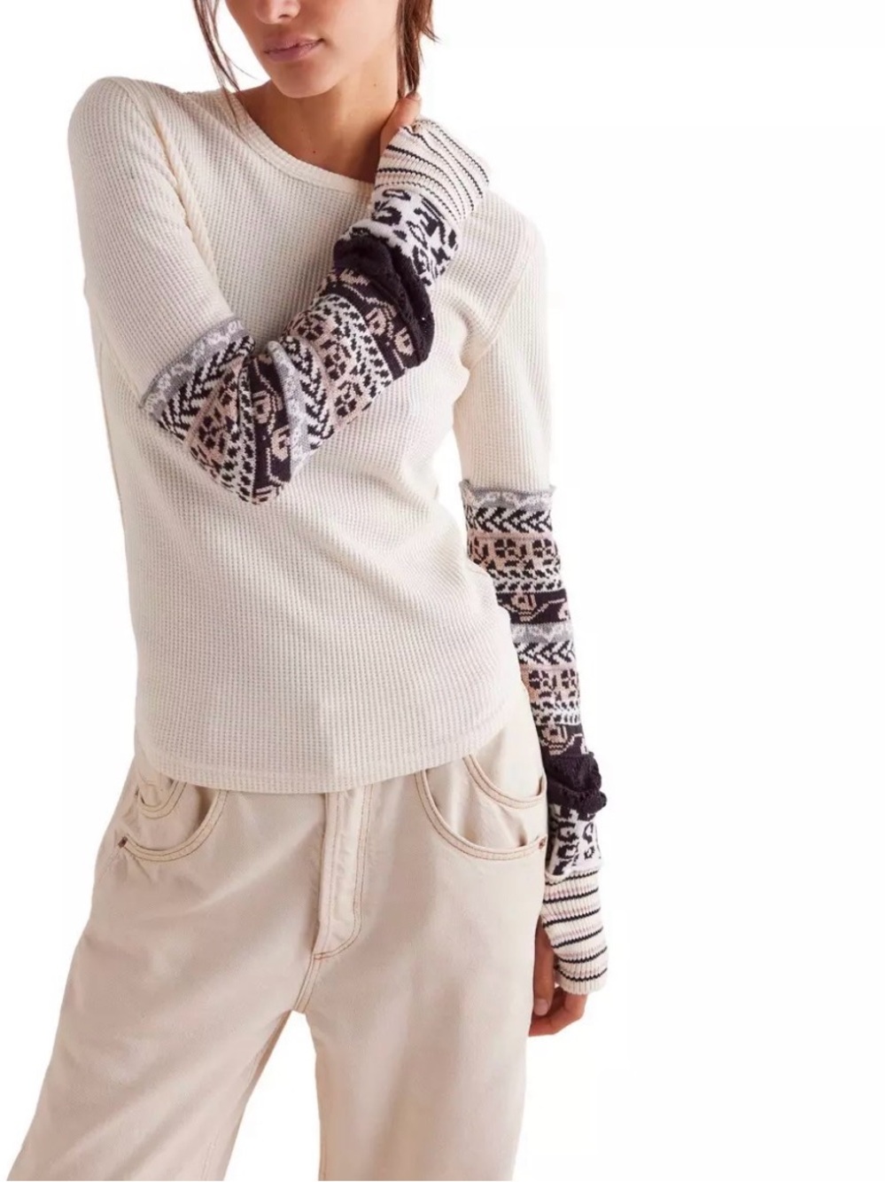 Free People. All In Cuff Knit Top